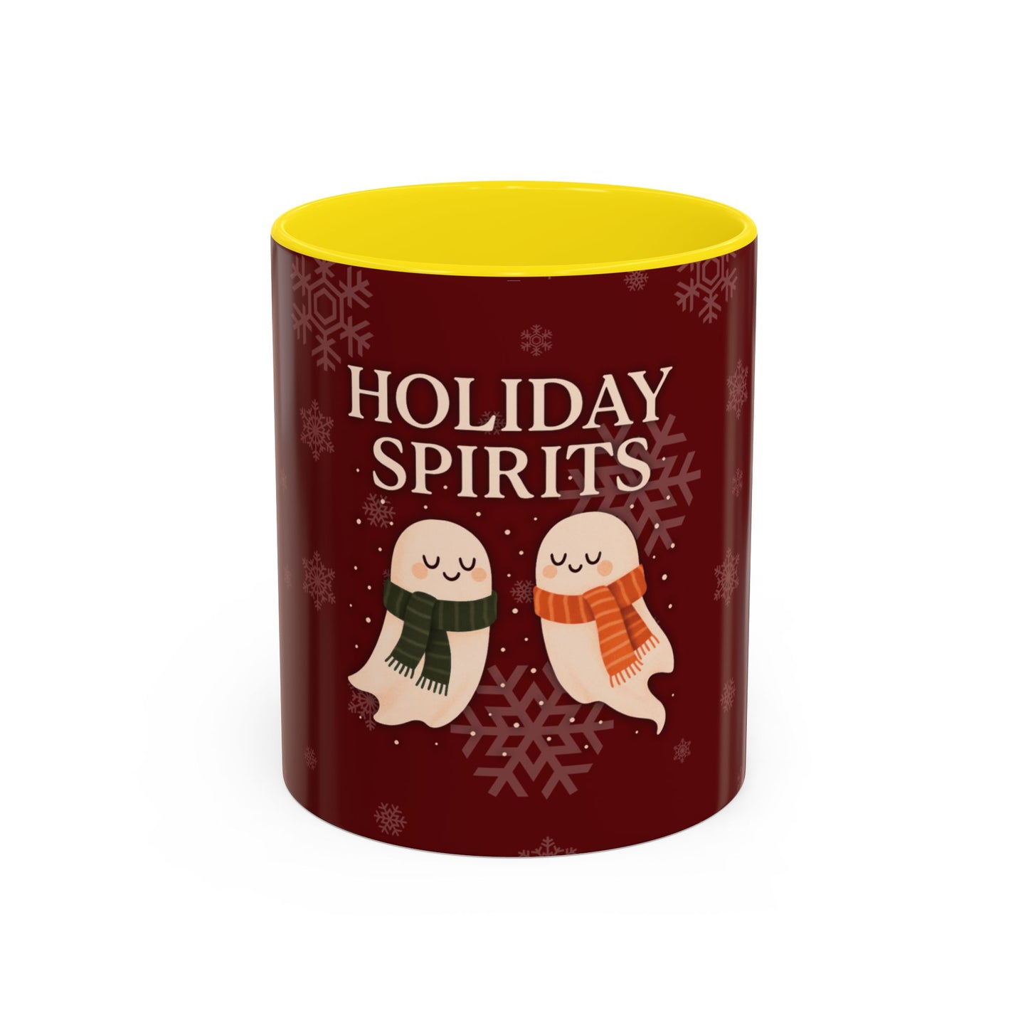 Holiday Spirits Ghost Mug – Cute Christmas Coffee Cup (11oz & 15oz, High-Gloss Accent Colors)
