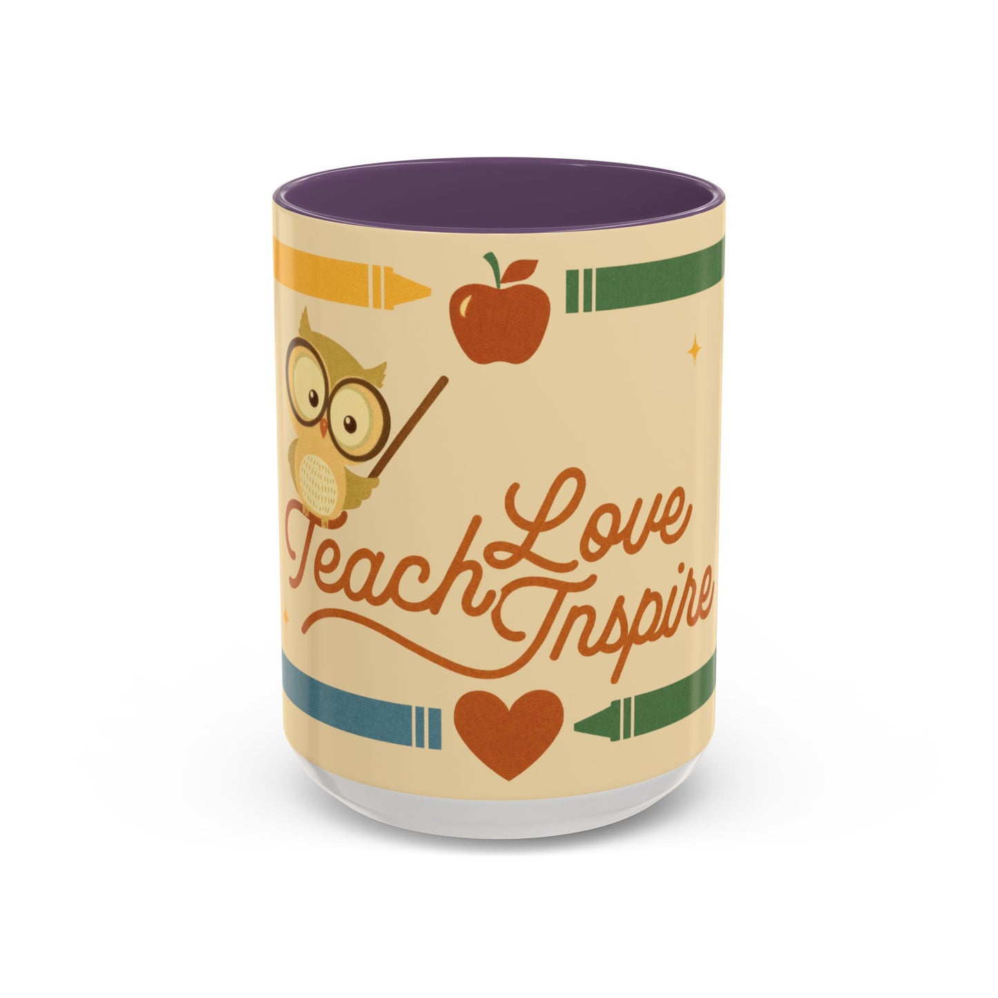 Teach Love Inspire Color Accent Mug (11oz/15oz) – Teacher Gift • Back to School • Durable Ceramic, Dishwasher & Microwave Safe
