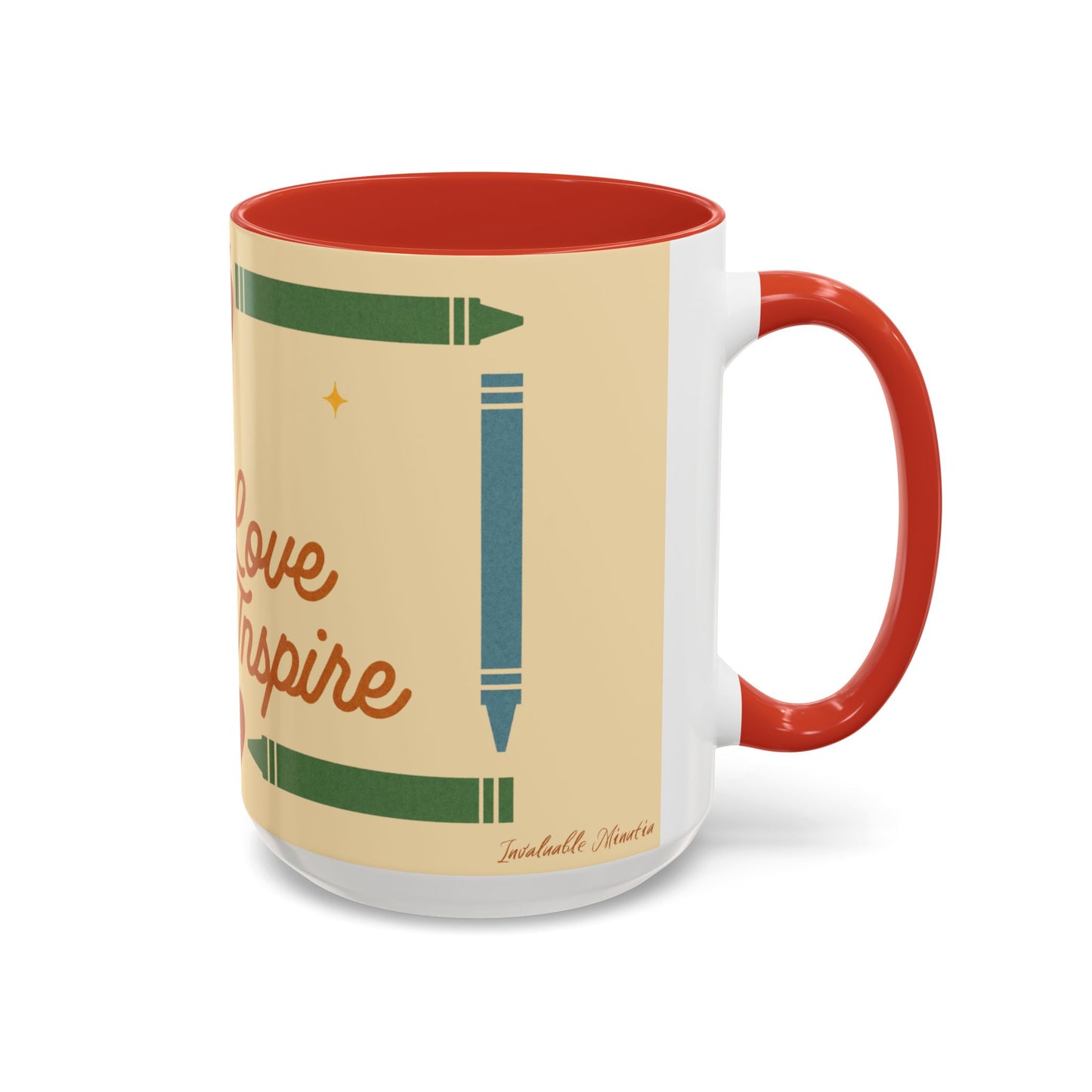 Teach Love Inspire Color Accent Mug (11oz/15oz) – Teacher Gift • Back to School • Durable Ceramic, Dishwasher & Microwave Safe