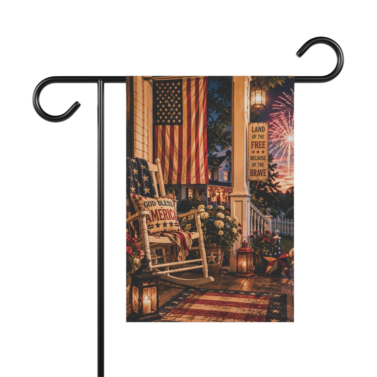 Patriotic Porch Garden Banner or Flag Land of the Free Because of the Brave