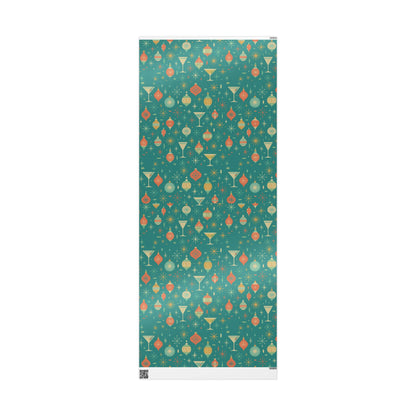 Atomic Christmas Cocktail – Mid-Century Holiday Wrapping Paper, Retro Martini Gift Wrap, 30" Roll (Matte/Gloss)