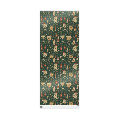 Vintage Holiday Drinks – Luxury Wrapping Paper, Retro Bar-Cart Gift Wrap, 30" Roll (Matte/Gloss)
