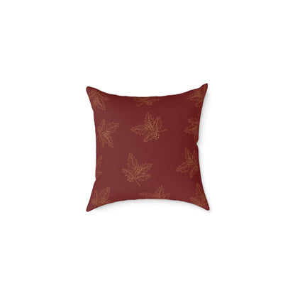 Red & Gold Gift Box Throw Pillow – Holiday Present Canvas Cushion with Holly Back