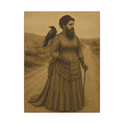 Bearded Lady with Crow – Matte Canvas Print (Gallery-Wrapped) 0.75"