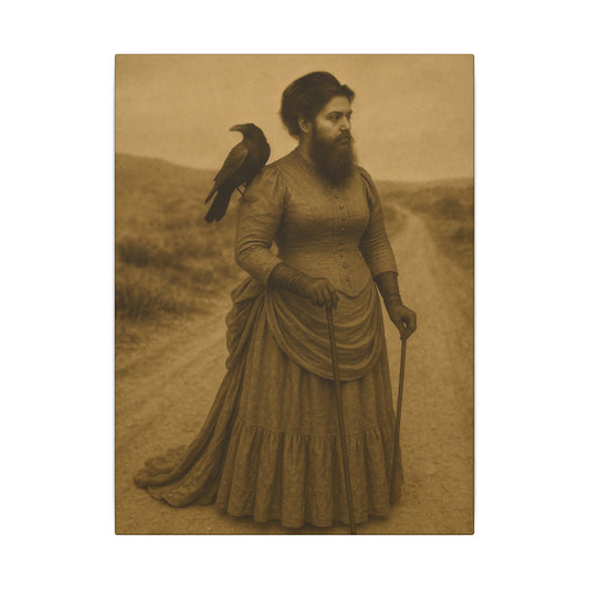 Bearded Lady with Crow – Matte Canvas Print (Gallery-Wrapped) 0.75"