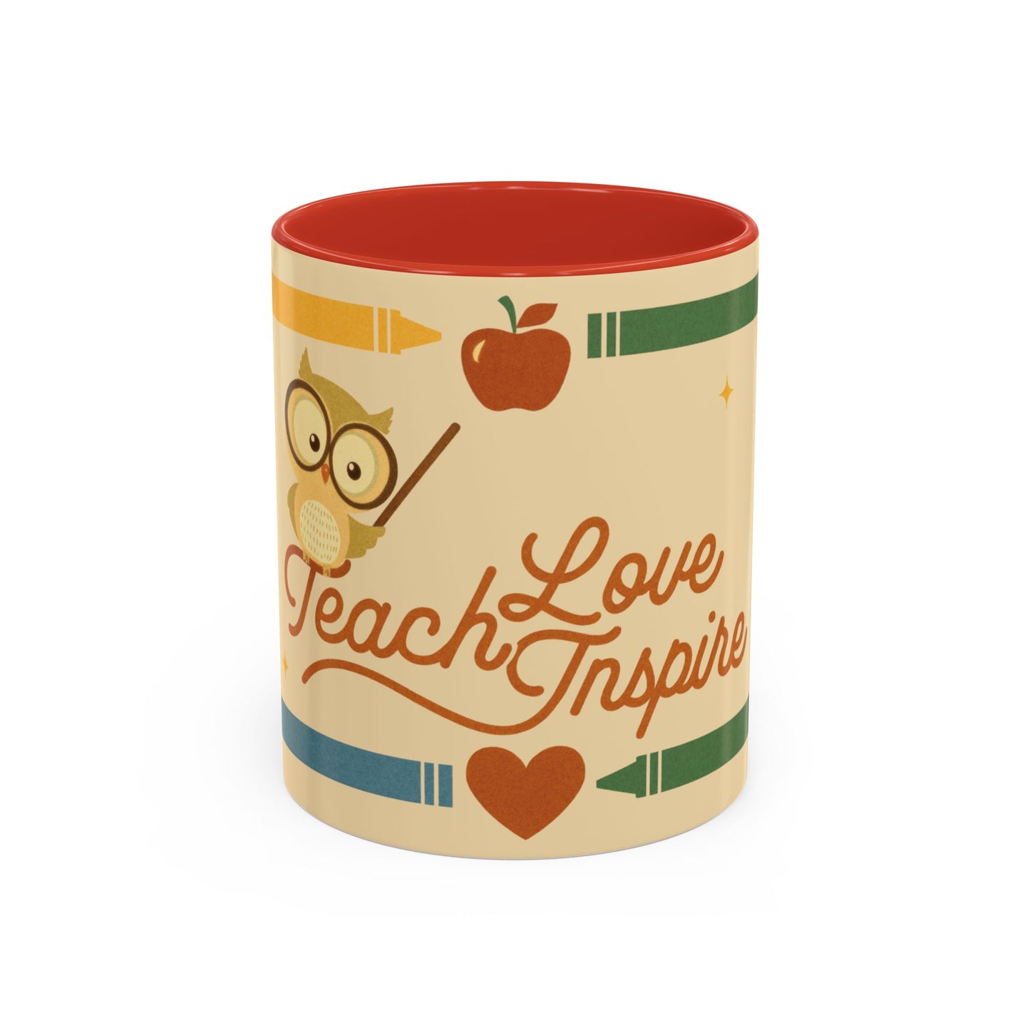 Teach Love Inspire Color Accent Mug (11oz/15oz) – Teacher Gift • Back to School • Durable Ceramic, Dishwasher & Microwave Safe