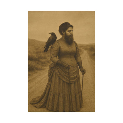 Bearded Lady with Crow – Matte Canvas Print (Gallery-Wrapped) 0.75"