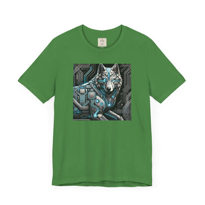 Tech Cyber Wolf Unisex Jersey Tee - Futuristic Animal Print Animal T-Shirt