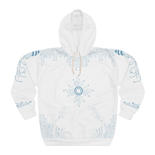 Unisex Tech Circuit-Core Pullover Hoodie - Futuristic Design for Comfort & Style