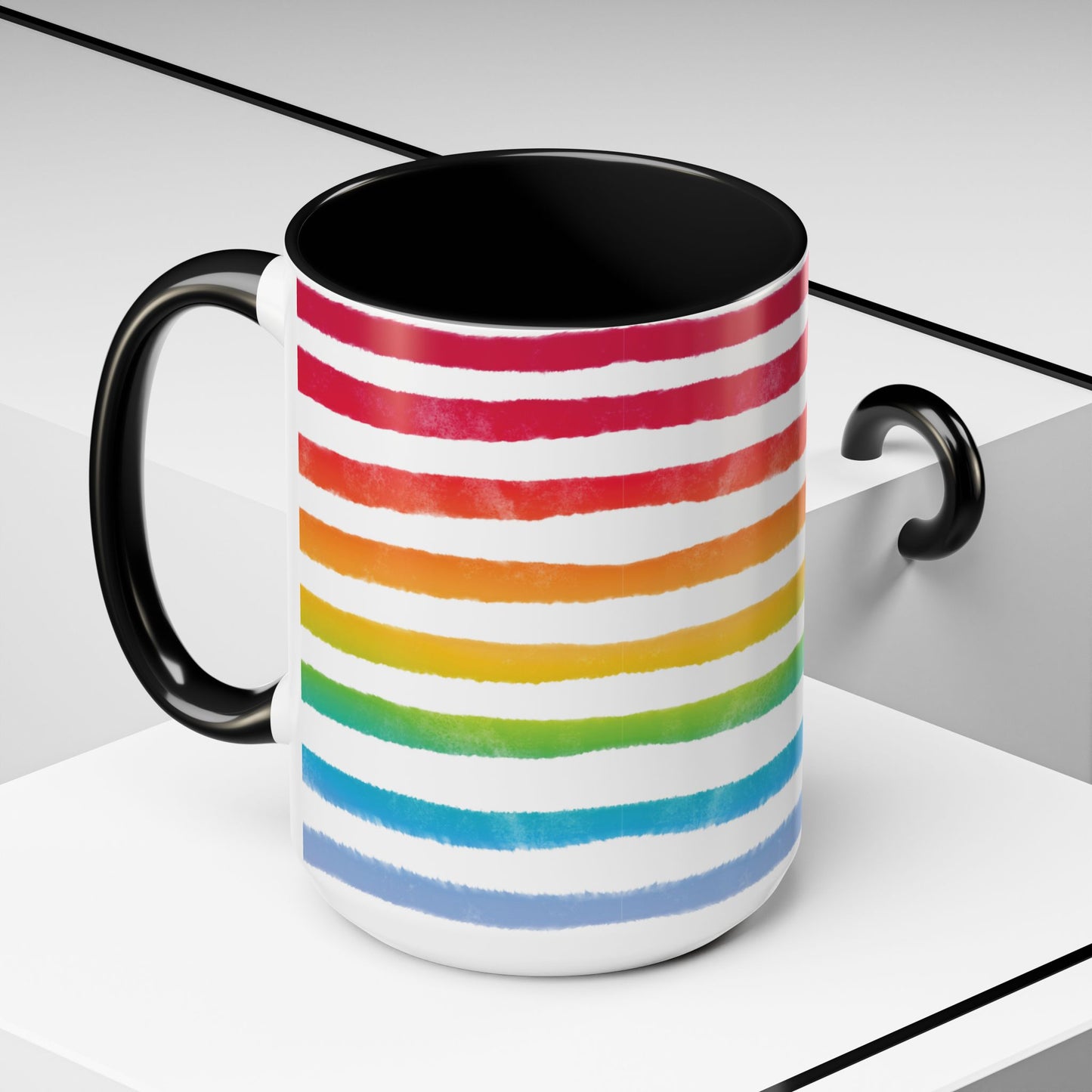 🌈 Bold Rainbow Stripes Pride Mug | 11oz/15oz | Purple Accent