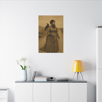 Bearded Lady with Crow – Matte Canvas Print (Gallery-Wrapped) 0.75"
