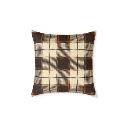 Gothic Halloween Throw Pillow – Colorway Poly Canvas – Reversible Plaid – Skulls, Moths & Black Candles – Premium Fall Decor