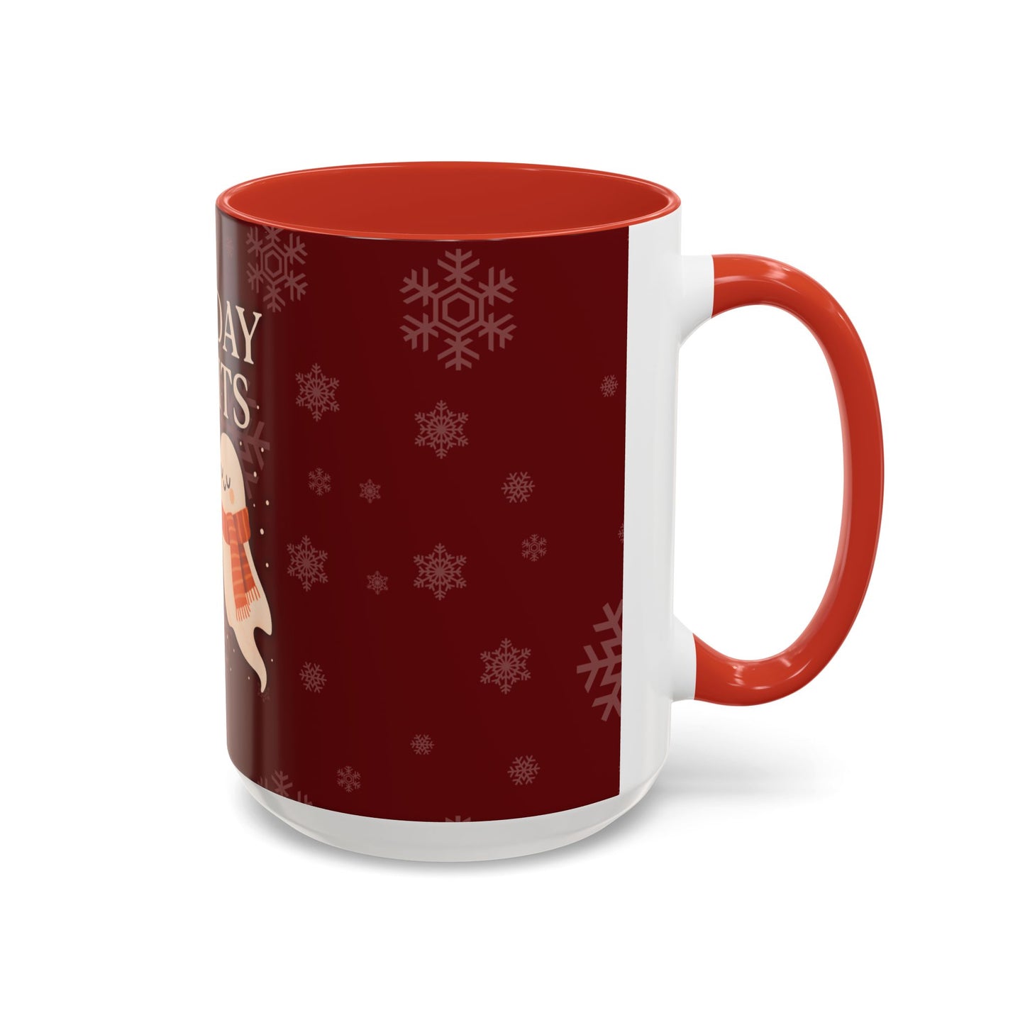 Holiday Spirits Ghost Mug – Cute Christmas Coffee Cup (11oz & 15oz, High-Gloss Accent Colors)