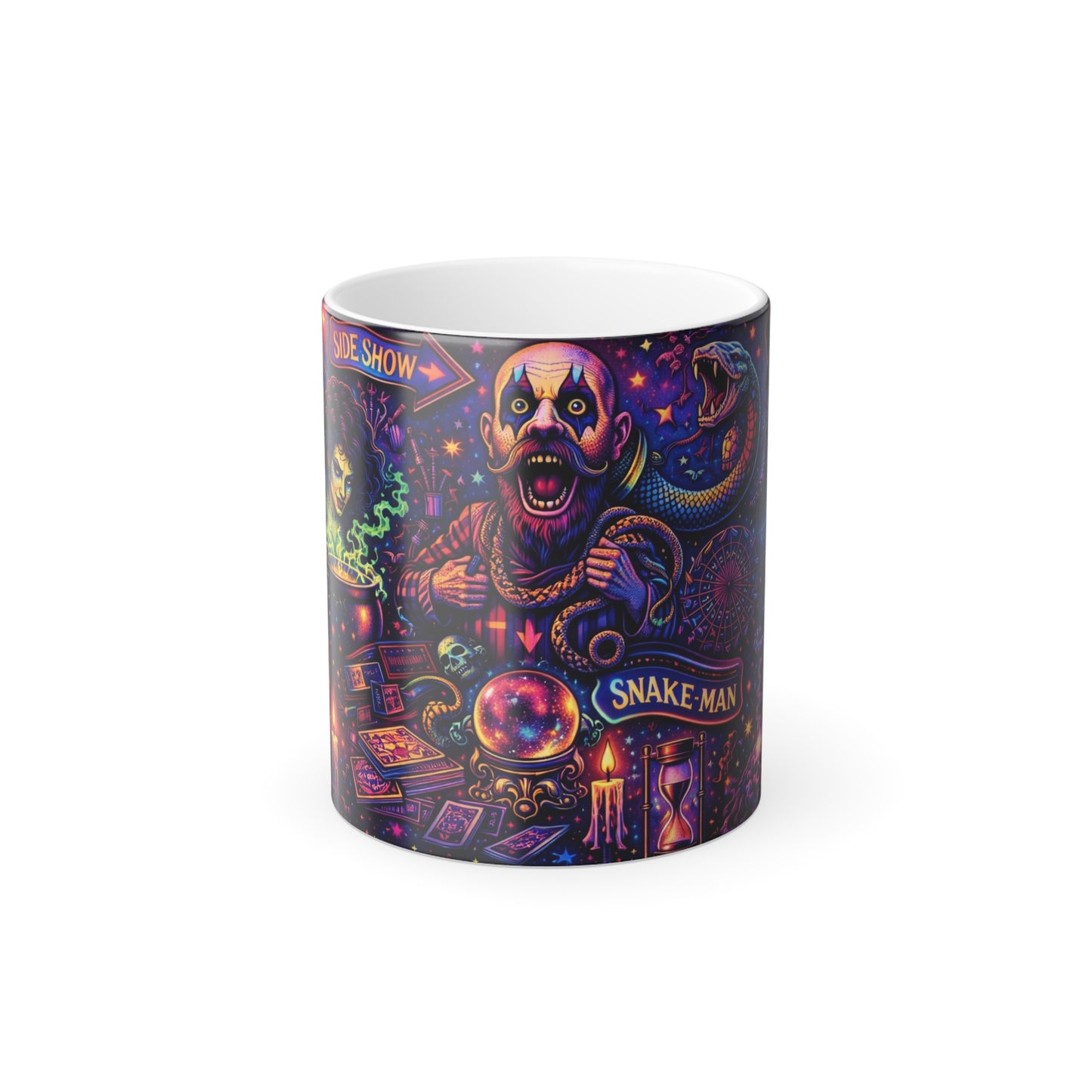 Creepy Carnival Snake Man Color Morphing Mug