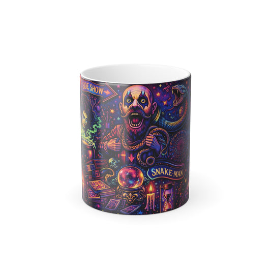 Creepy Carnival Snake Man Color Morphing Mug
