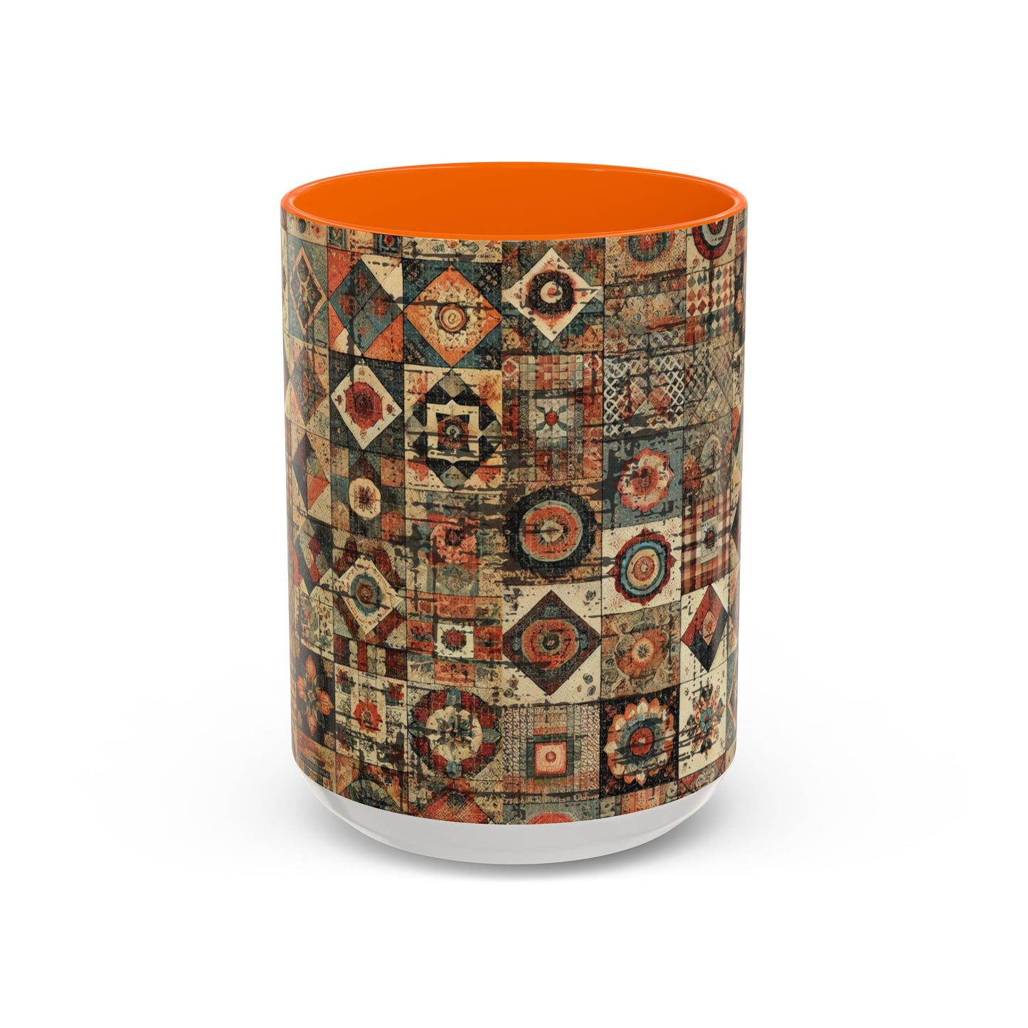 Boho Patchwork Quilt Mug | Vintage Accent Coffee Mug (11oz/15oz)