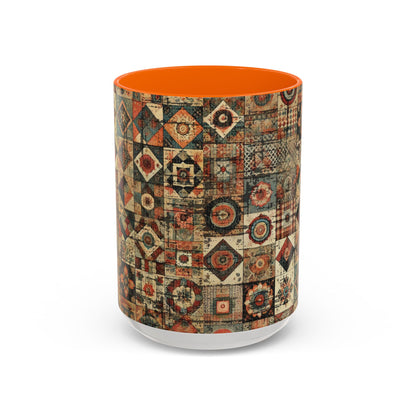 Boho Patchwork Quilt Mug | Vintage Accent Coffee Mug (11oz/15oz)
