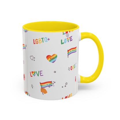 Minimalist Pride Accent Mug | LGBTQ+ Love Ceramic Cup | 11oz & 15oz