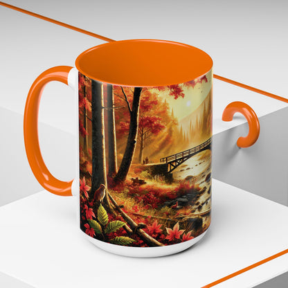 Cozy Autumn Cabin Mug | Fall Vibes Accent Coffee Mug (11oz/15oz)