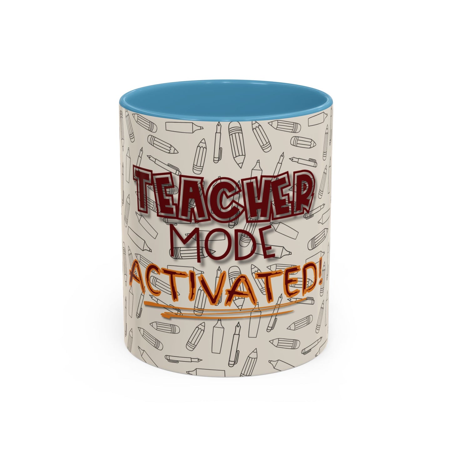 Funny Teacher Coffee Mug – Back to School Gift – “Teacher Mode Activated” – Color Accent 11oz 15oz – Classroom Decor – Durable Ceramic – Education Life