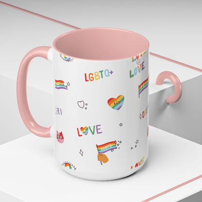 Minimalist Pride Accent Mug | LGBTQ+ Love Ceramic Cup | 11oz & 15oz