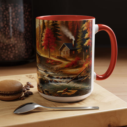 Cozy Autumn Cabin Mug | Fall Vibes Accent Coffee Mug (11oz/15oz)