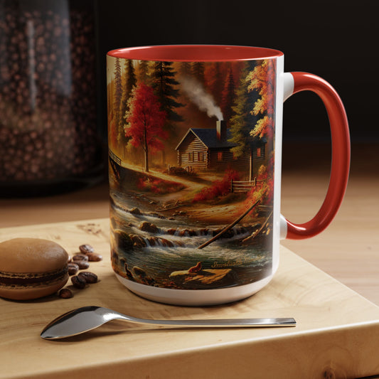 Cozy Autumn Cabin Mug | Fall Vibes Accent Coffee Mug (11oz/15oz)