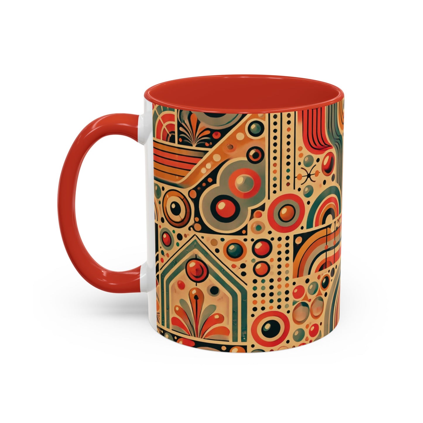 🌿 Retro Boho Accent Coffee Mug | 11oz & 15oz Ceramic Cup | Custom Colors Available