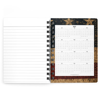 Patriotic Spiral Notebook — "Land of the Free Because of the Brave" Vintage USA Journal