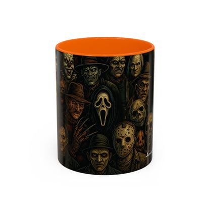 Horror Villain Collage Mug – 15oz & 11oz Ceramic Coffee Mug – Slasher Icons Halloween Gift – Goth Horrorcore Kitchen Decor