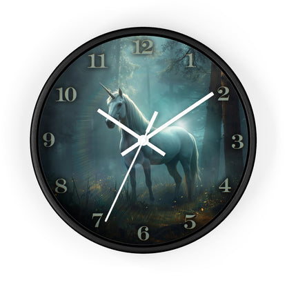 Mystical Unicorn Wall Clock – Enchanted Forest Fantasy 10" Decor