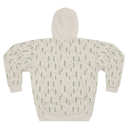 Minimalist Pine Forest AOP Hoodie – Scandinavian Winter Unisex Pullover