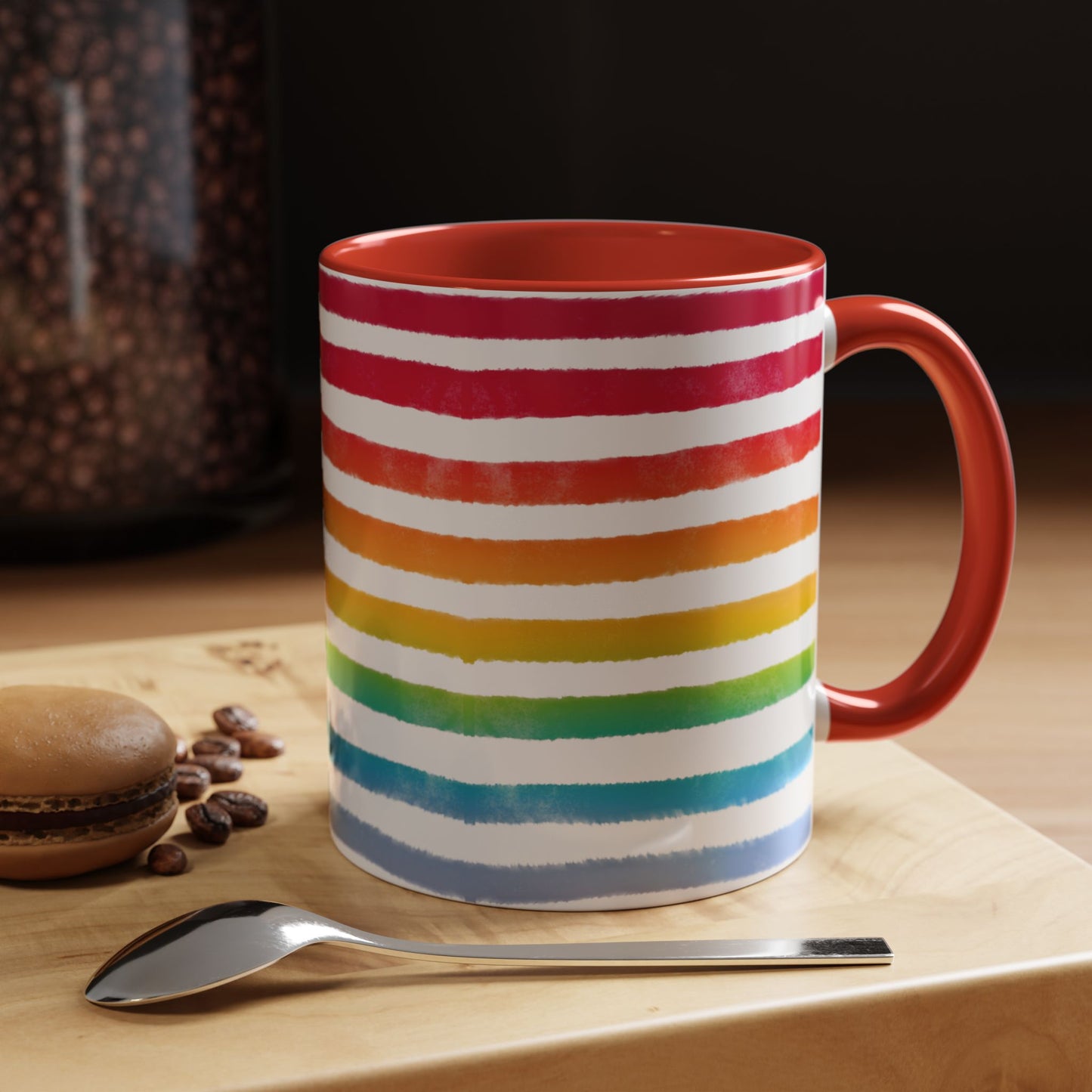 🌈 Bold Rainbow Stripes Pride Mug | 11oz/15oz | Purple Accent