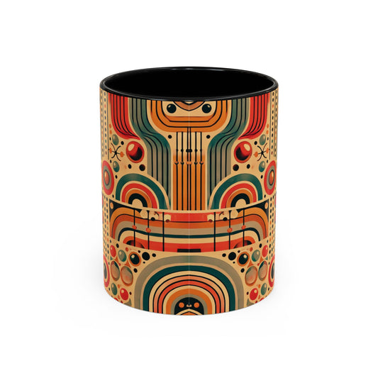 🌿 Retro Boho Accent Coffee Mug | 11oz & 15oz Ceramic Cup | Custom Colors Available