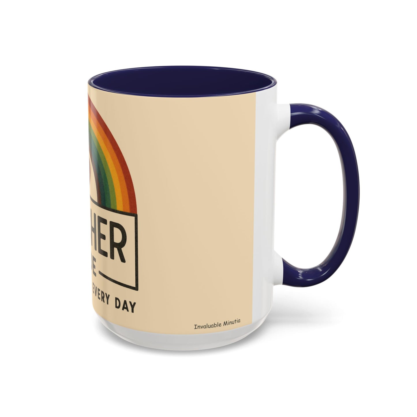 Teacher Mode – Color Accent Mug (11oz/15oz) • Rainbow Heart • Teacher Gift • Dishwasher & Microwave Safe