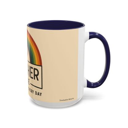 Teacher Mode – Color Accent Mug (11oz/15oz) • Rainbow Heart • Teacher Gift • Dishwasher & Microwave Safe