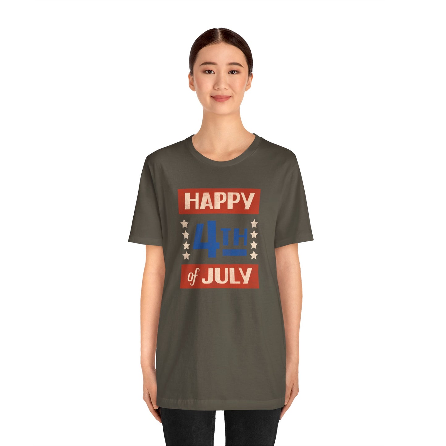 Happy 4th / Land of the Free Tee – Dual-Sided Print – Unisex Bella + Canvas Jersey T-Shirt