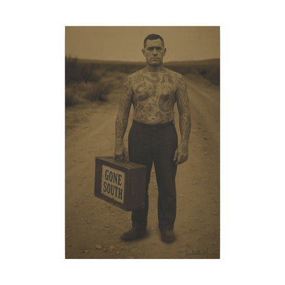 The Tattooed Man – Matte Canvas Print (Gallery-Wrapped) 0.75" – Vintage Circus-Inspired Canvas Wall Art