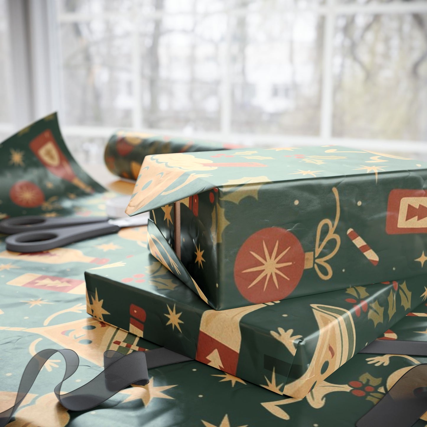 Vintage Holiday Drinks – Luxury Wrapping Paper, Retro Bar-Cart Gift Wrap, 30" Roll (Matte/Gloss)