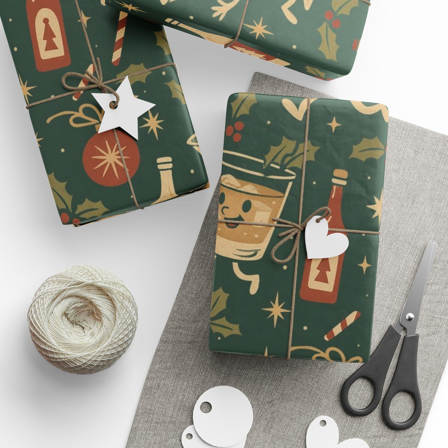 Vintage Holiday Drinks – Luxury Wrapping Paper, Retro Bar-Cart Gift Wrap, 30" Roll (Matte/Gloss)