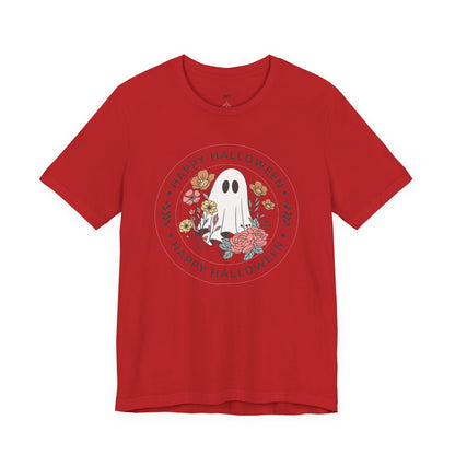 Happy Halloween Floral Ghost Tee – Bella+Canvas 3001