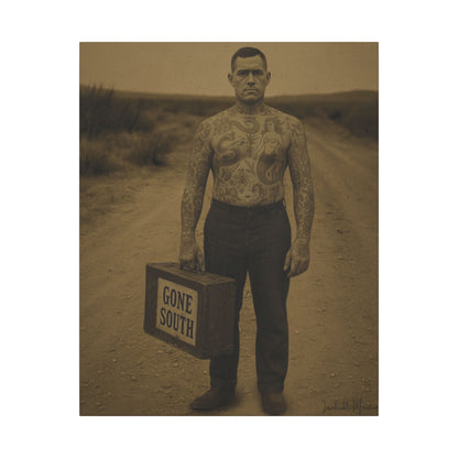 The Tattooed Man – Matte Canvas Print (Gallery-Wrapped) 0.75" – Vintage Circus-Inspired Canvas Wall Art