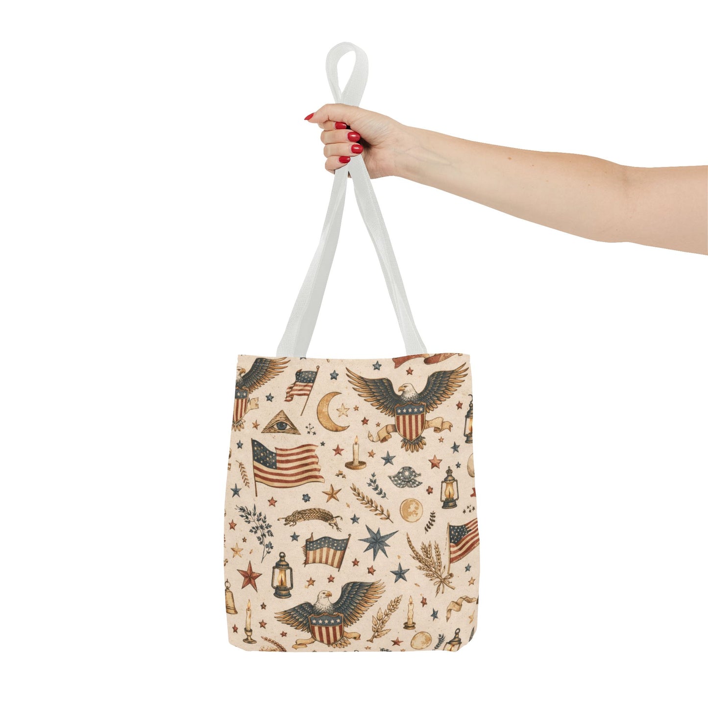 Americana Symbol Styled Canvas Tote Bag