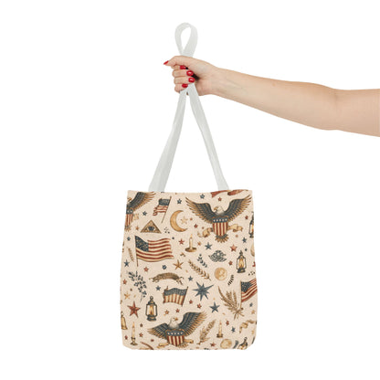 Americana Symbol Styled Canvas Tote Bag