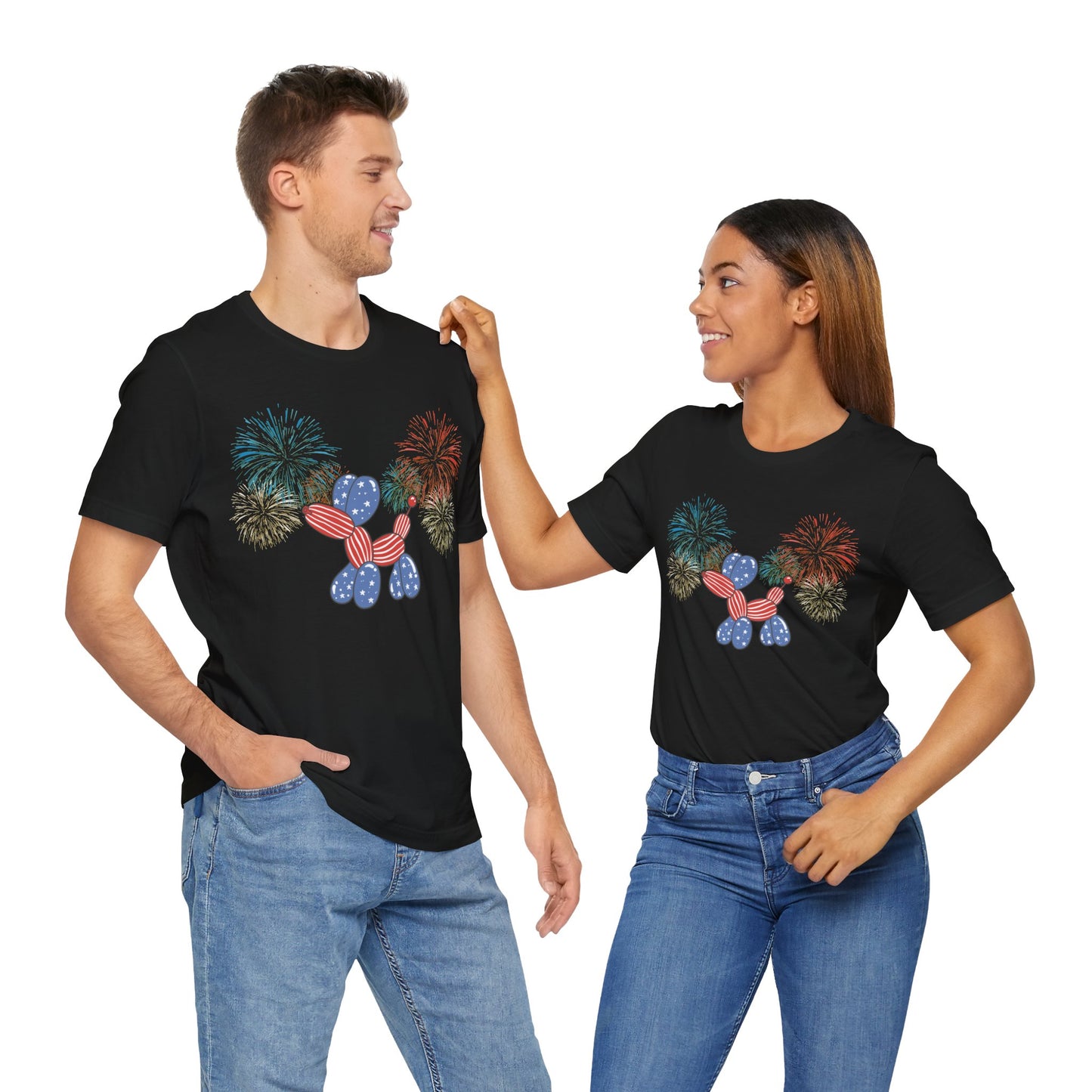 Patriotic Balloon Animal Tee, Fourth of July Shirt, Independence Day Apparel, Fireworks Unisex T-shirt, Bella + Canvas