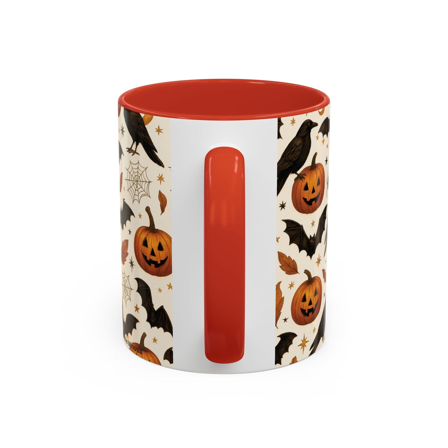 Halloween Raven & Pumpkin Color Accent Mug – Gothic Crow, Bats & Jack-o’-Lantern Coffee Cup (11oz & 15oz) – Spooky Autumn Drinkware