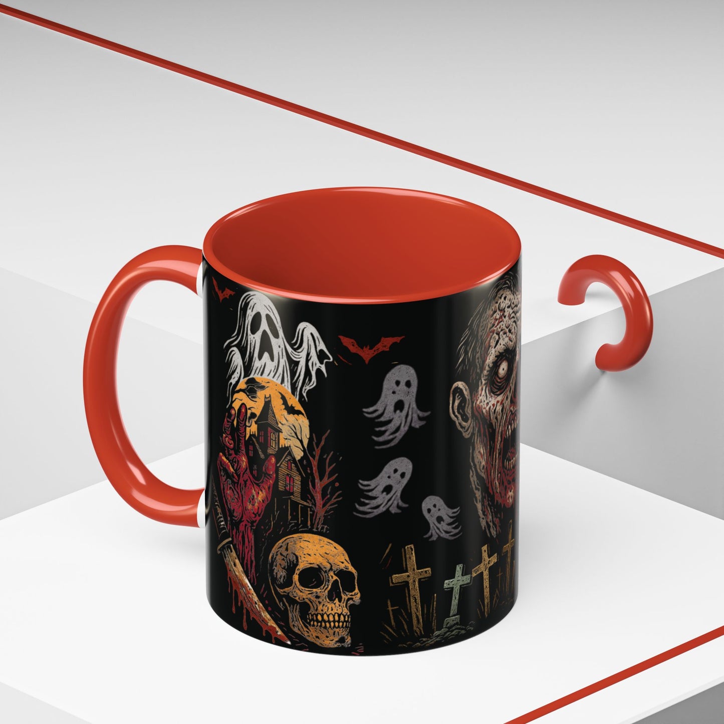 Horror Coffee Mug – Zombie Graveyard Halloween Design – 11oz & 15oz Ceramic – Creepy Goth Kitchen Decor