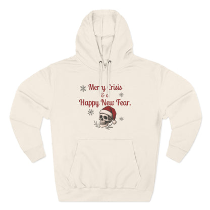 Merry Crisis & a Happy New Fear Hoodie — Gothic Christmas Skull, Premium Lane Seven Fleece (S–2XL)