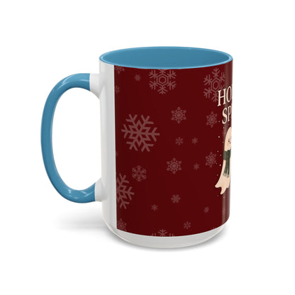 Holiday Spirits Ghost Mug – Cute Christmas Coffee Cup (11oz & 15oz, High-Gloss Accent Colors)