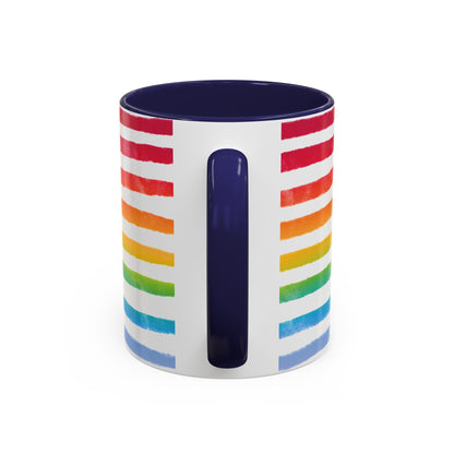 🌈 Bold Rainbow Stripes Pride Mug | 11oz/15oz | Purple Accent